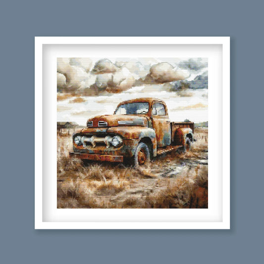 Vintage Farm Truck Cross Stitch Pattern - Rustic Pickup Cross Stitch Design for Stitching Enthusiasts. Digital PDF Download