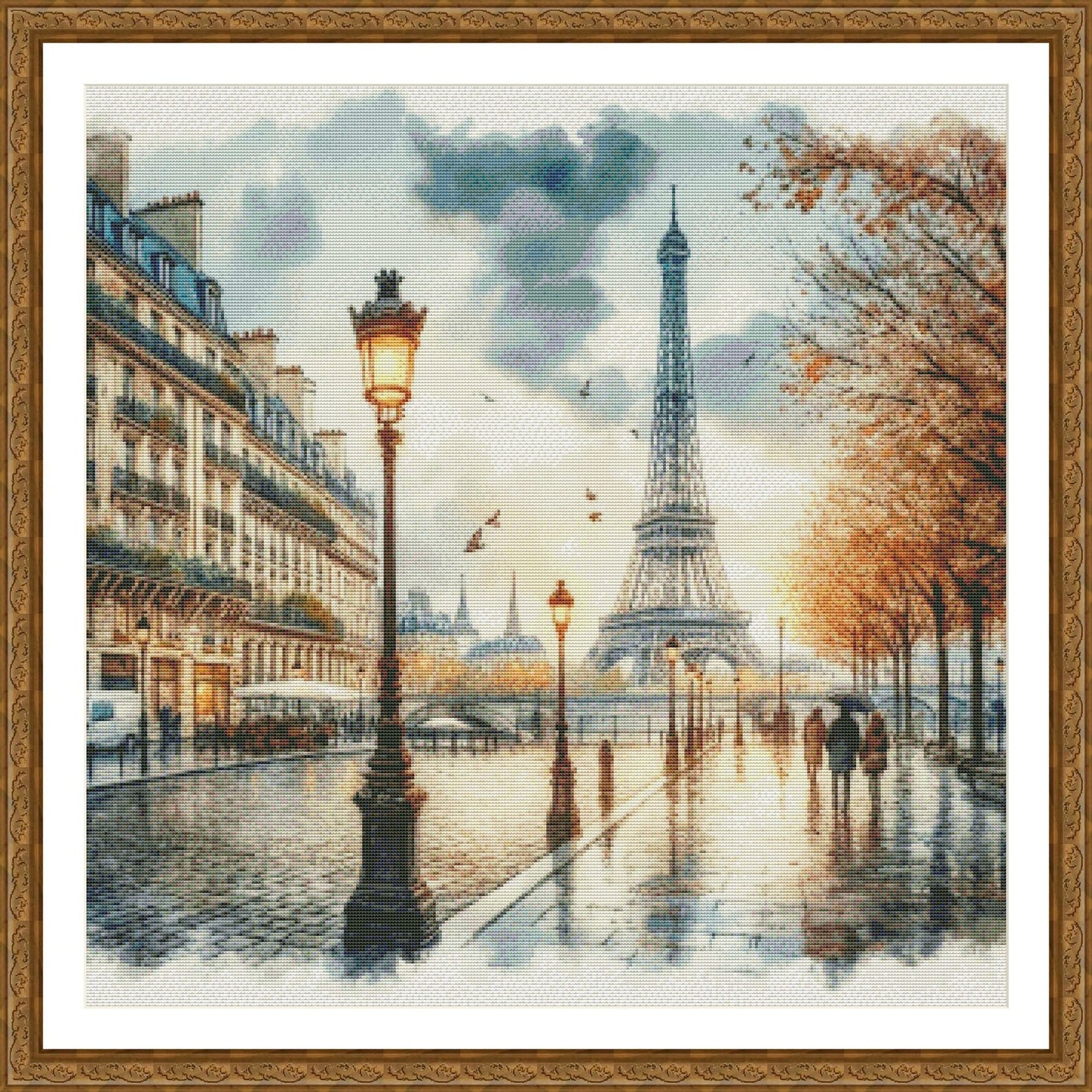 PDF Paris France Eiffel Tower Street Counted Cross Stitch Pattern, City Landscape Instant Download Digital format