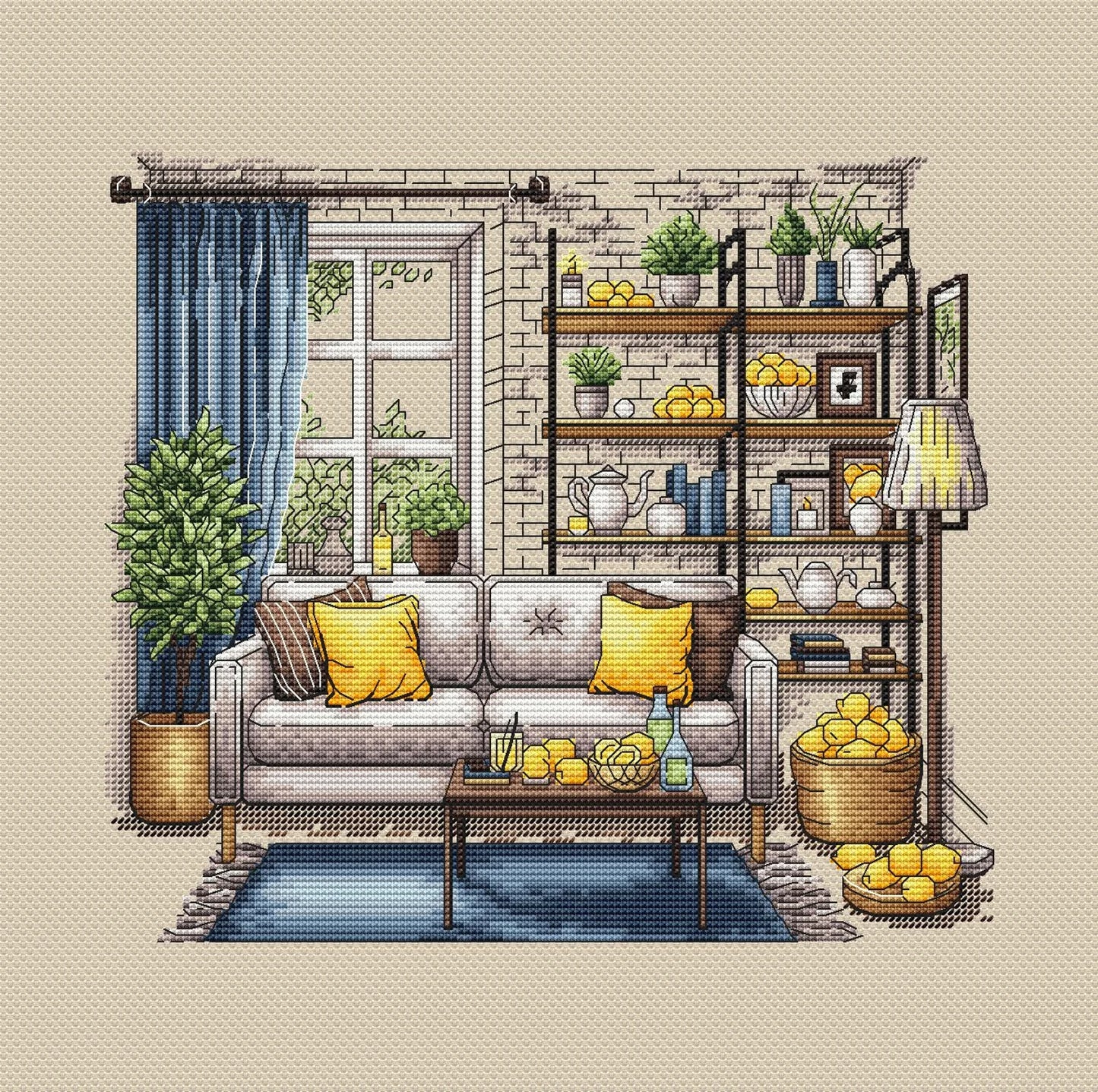Cross Stitch Patterns, Lemons cross pattern, Interior embroidery, Decorative embroidery, Lemons room embroidery