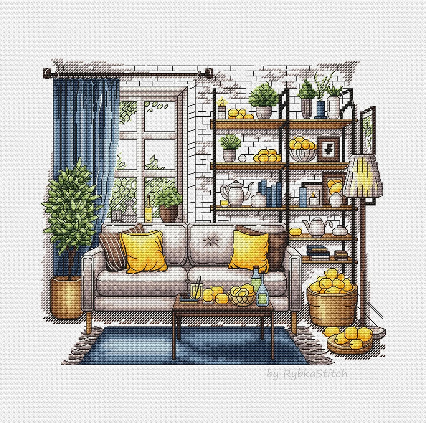Cross Stitch Patterns, Lemons cross pattern, Interior embroidery, Decorative embroidery, Lemons room embroidery