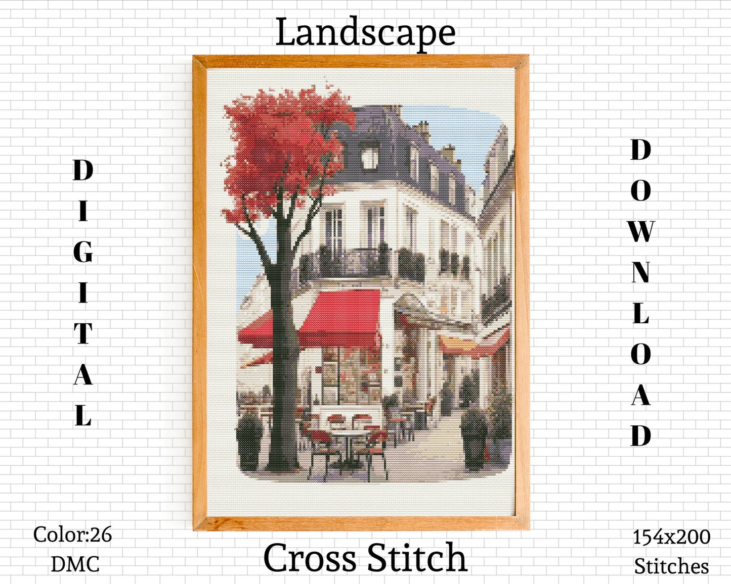 Landscape Cross Stitch Pattern | Landscape Cross Stitch | Embroidery Pattern | Cross Stitch Kit | Paris Cross Stitch | Instant Download PDF