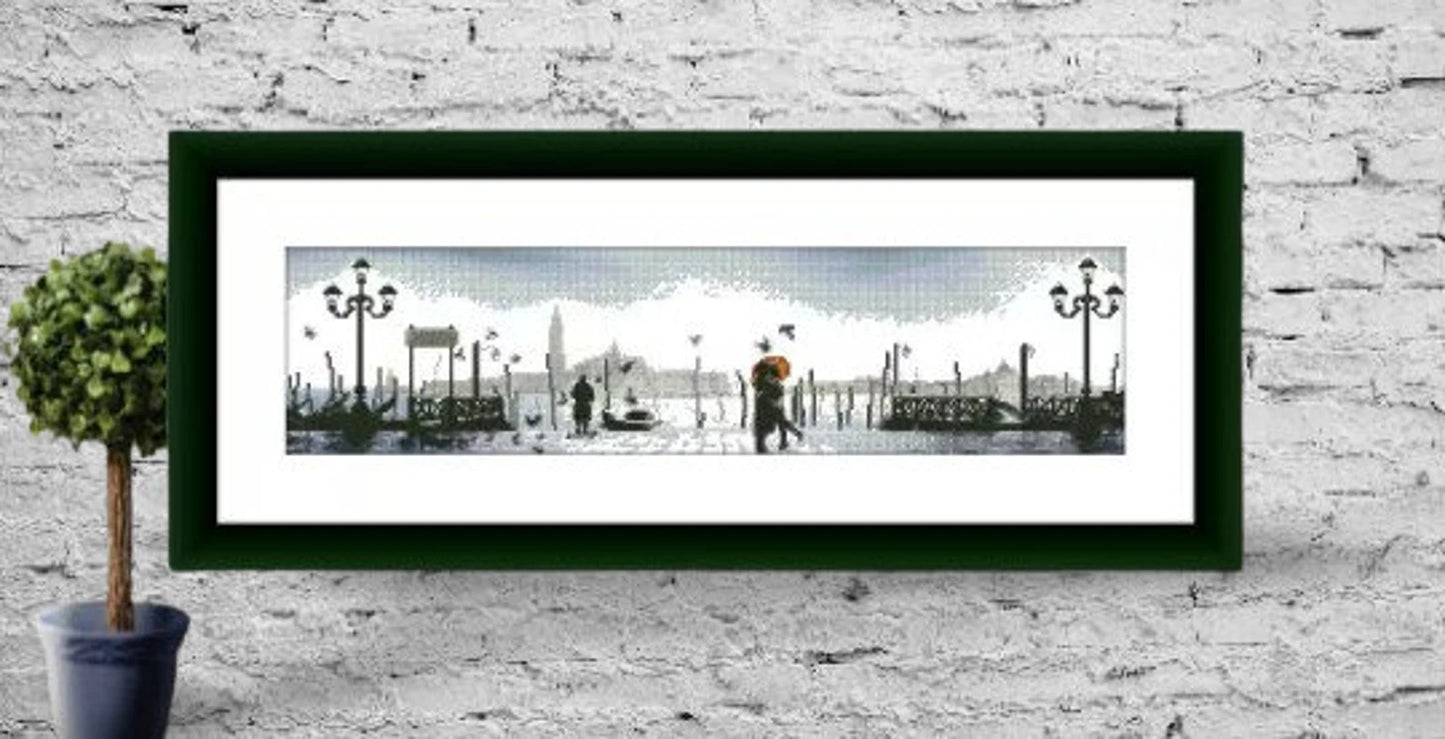 Venice Counted cross stitch pattern İtalian Cityscape Digital cross stitch chart watercolor city cross stitch pattern needlepoint chart