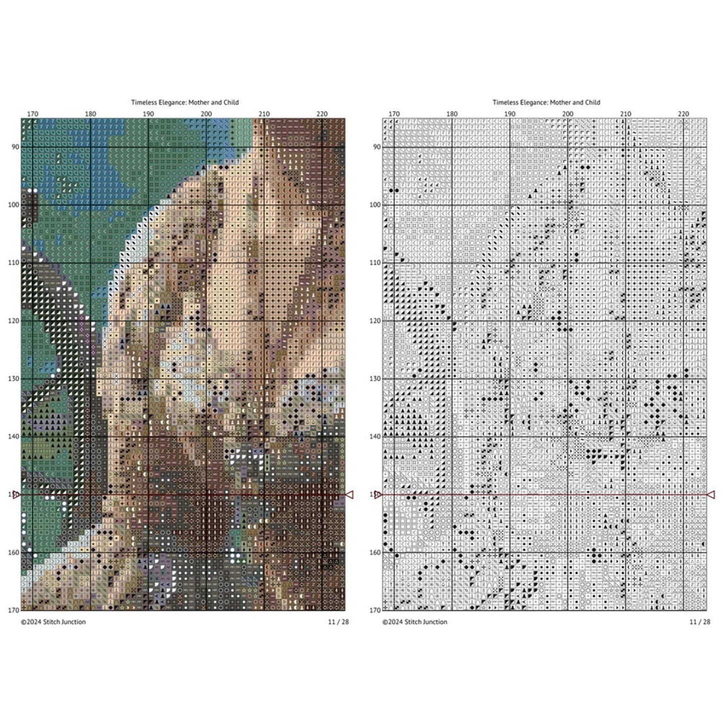 Victorian Garden Cross Stitch Pattern - Mother and Child in Vintage Dress by Old Cart Embroidery Design, Digital PDF Download.