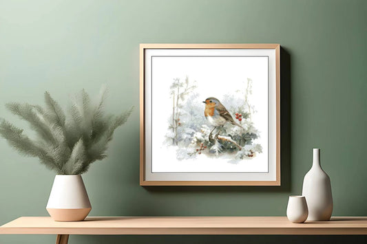 Bird Cross Stitch Pattern,Robin Bird In Winter,Landscape,Pattern Keeper,Embroidery,Needlework,PDF, Instant Download