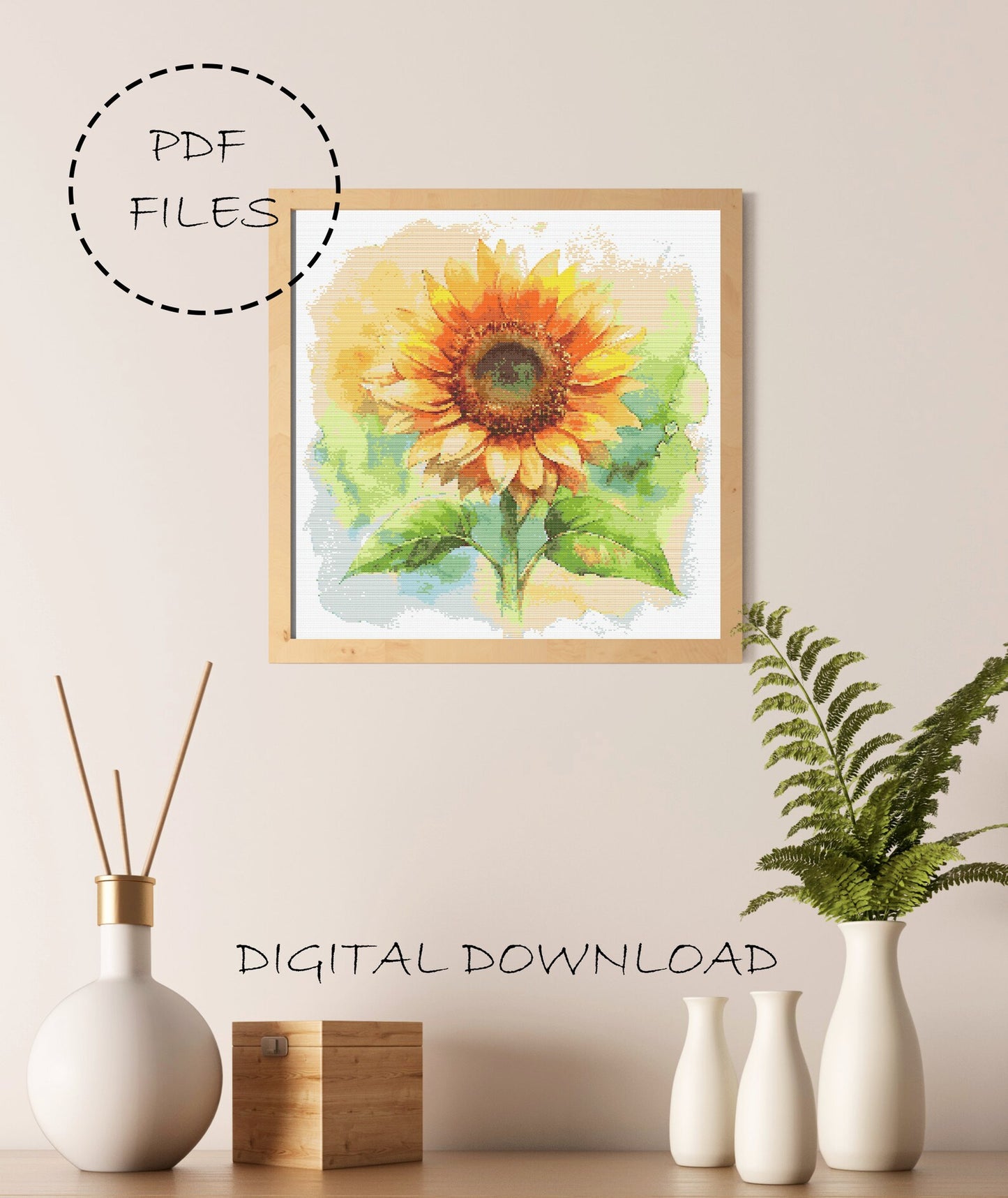Flower Cross Stitch Pattern | Sunflower Cross Stitch | Flower Embroidery Design | Modern Cross Stitch | Flower Cross Stitch Kits