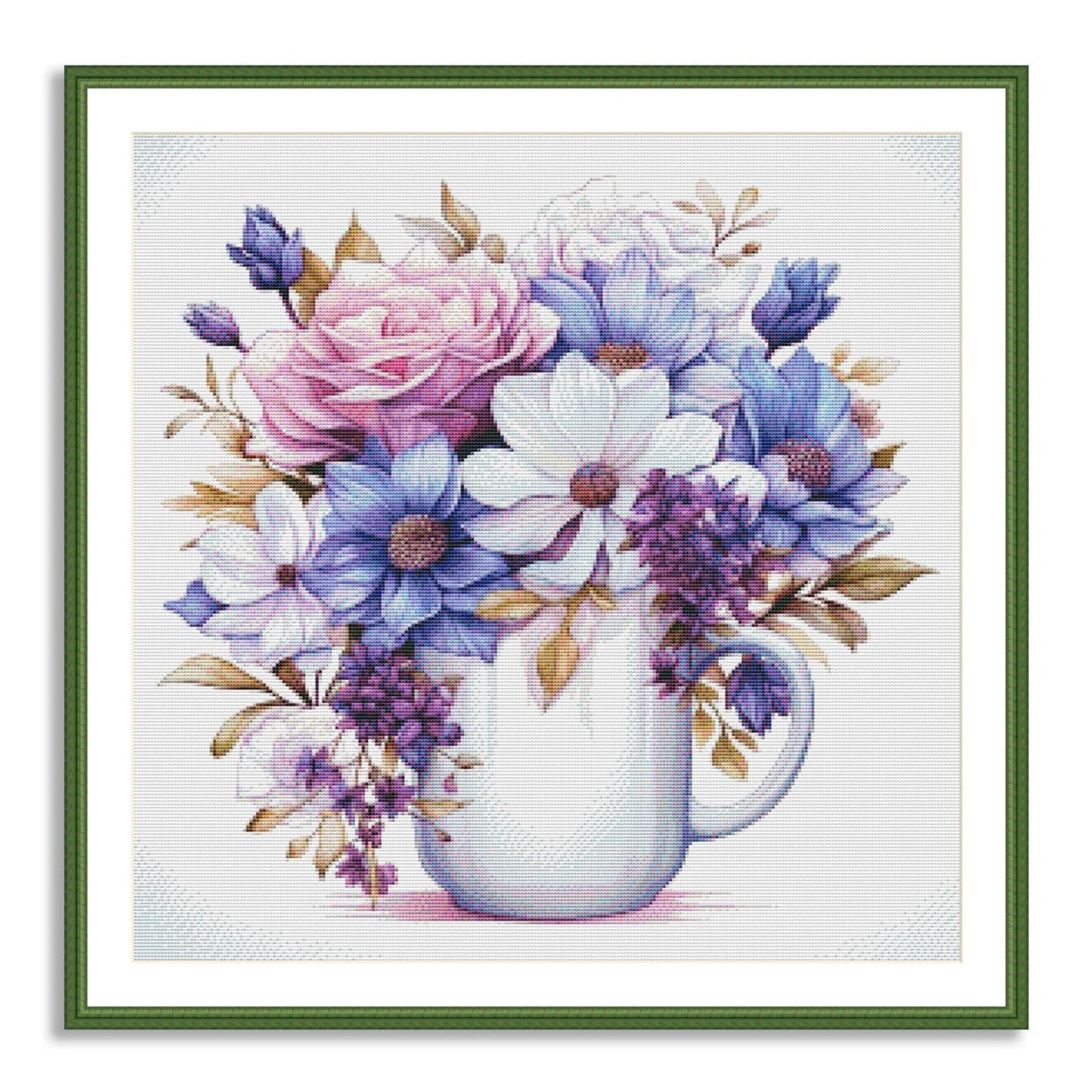 Blooming Tea Cup Cross Stitch Pattern Pattern Bouquet of roses Kitchen Still Life Modern Decor Pattern Embroidery Needlepoint chart PDF