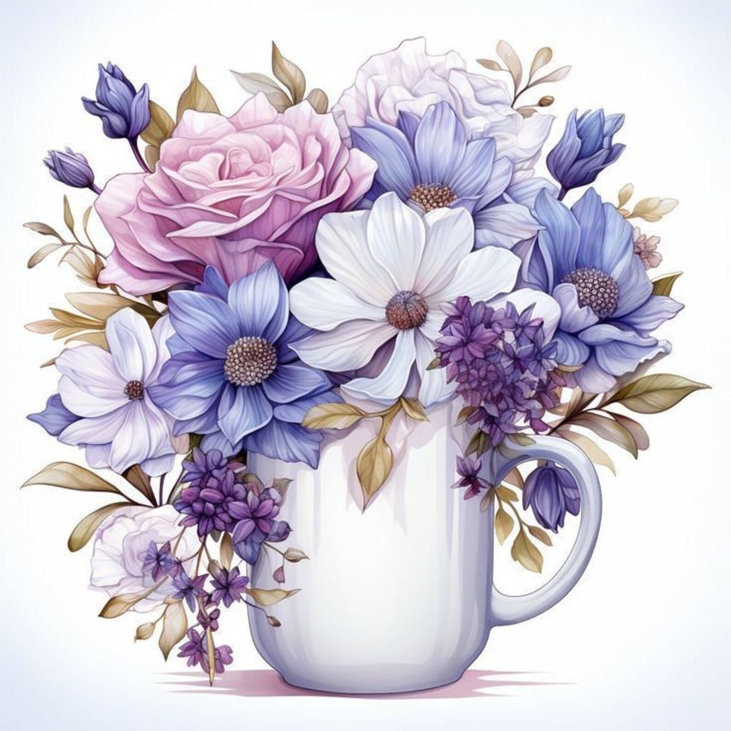 Blooming Tea Cup Cross Stitch Pattern Pattern Bouquet of roses Kitchen Still Life Modern Decor Pattern Embroidery Needlepoint chart PDF