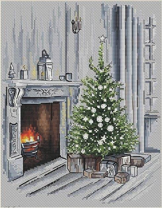 Christmas cross stitch pattern, new year cross stitch, christmas tree cross stitch, fireplace cross stitch, christmas gifts cross stitch