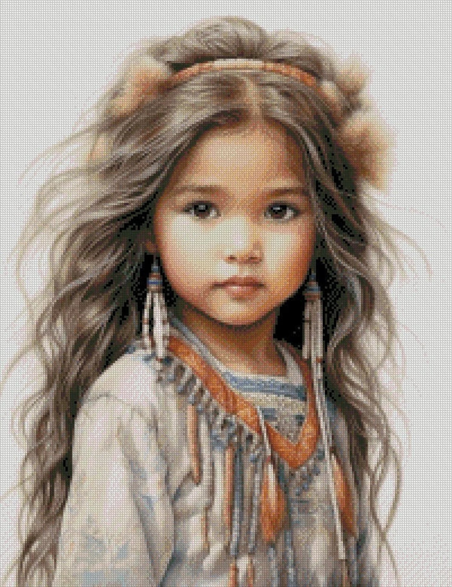 Little Girl - Counted Cross Stitch Patterns - Printable Chart PDF Format Needlework Embroidery Crafts DIY DMC color