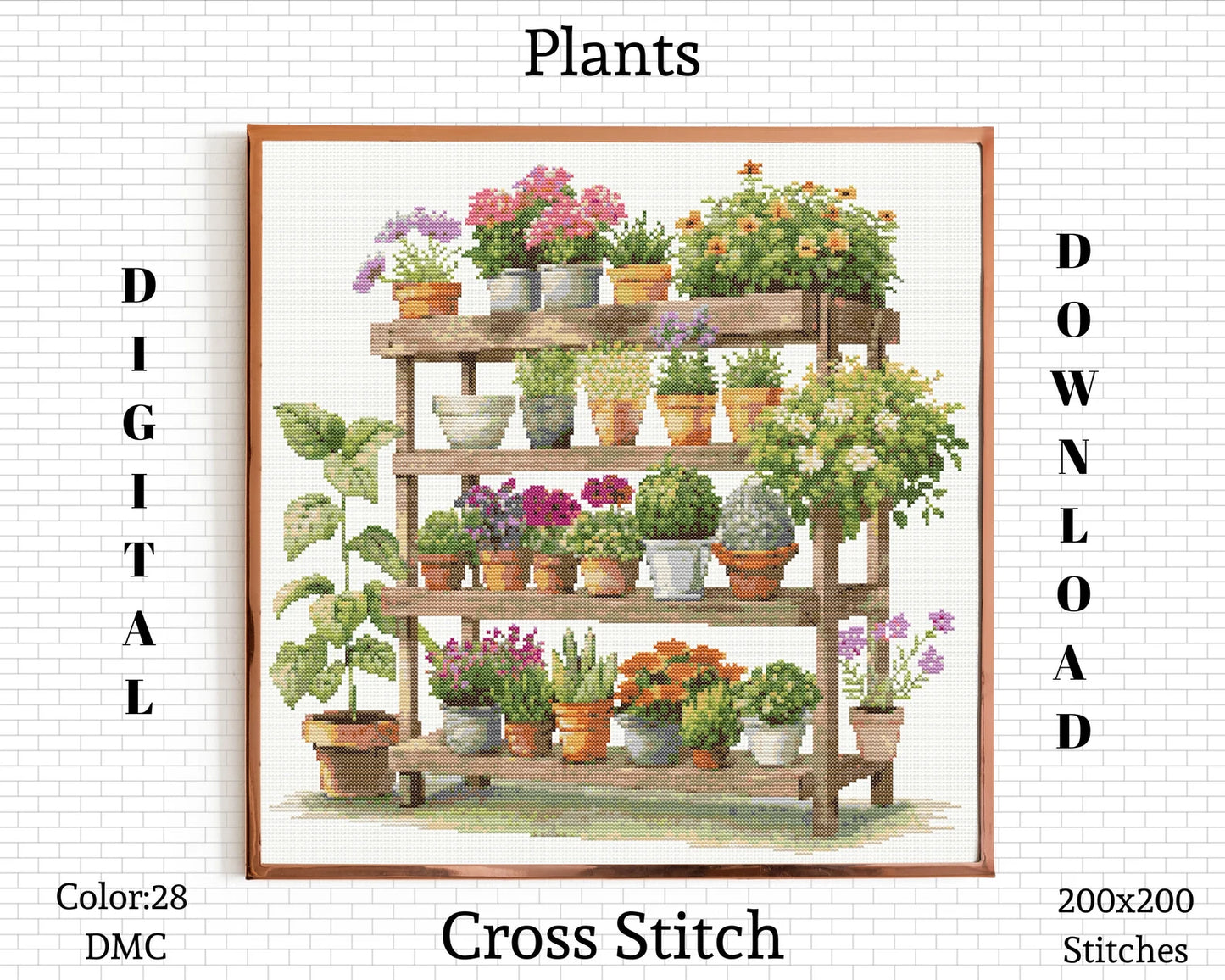 Home Plants Cross Stitch Pattern | Home Garden Cross Stitch | Modern Plants Embroidery Pattern | Botanical Cross Stitch