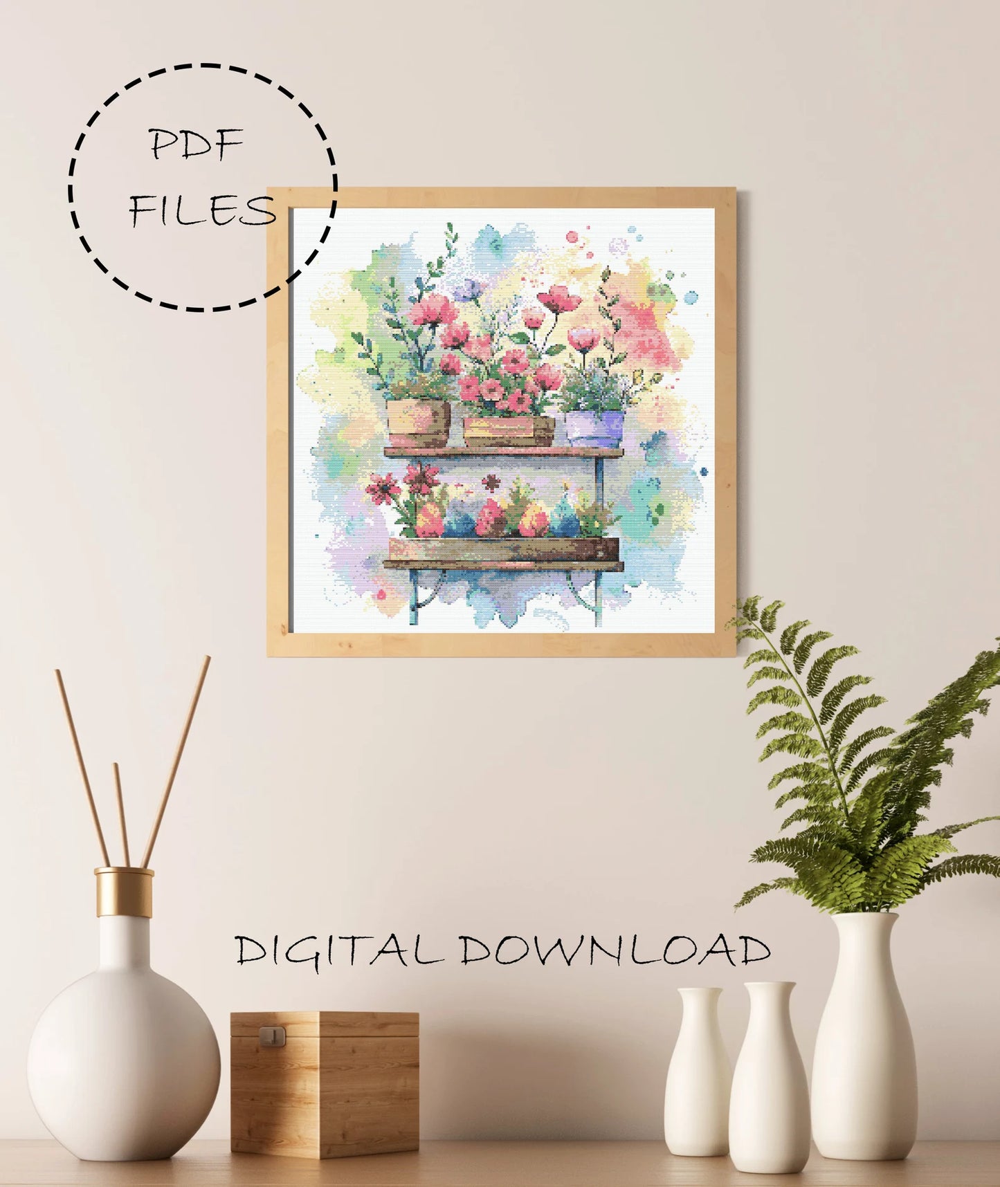 Floral Cross Stitch Pattern | Botanical Cross Stitch | Plants Cross Stitch Pattern | Flower Cross Stitch | Floral Embroidery