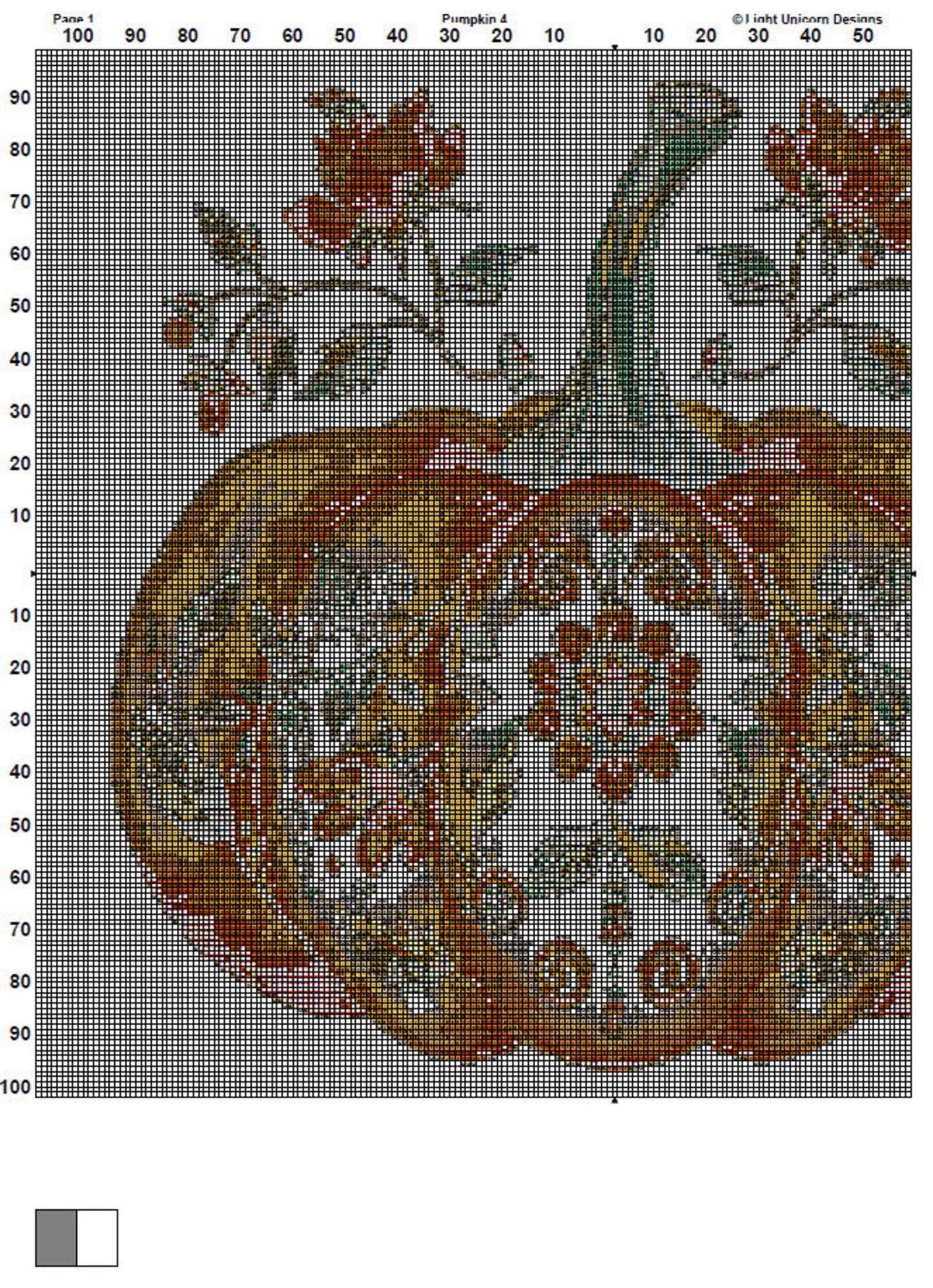Pumpkin Cross Stitch Pattern 4 Instant PDF Download - Autumn Watercolor Cross Stitch Pattern - Halloween Cross Stitch Pattern
