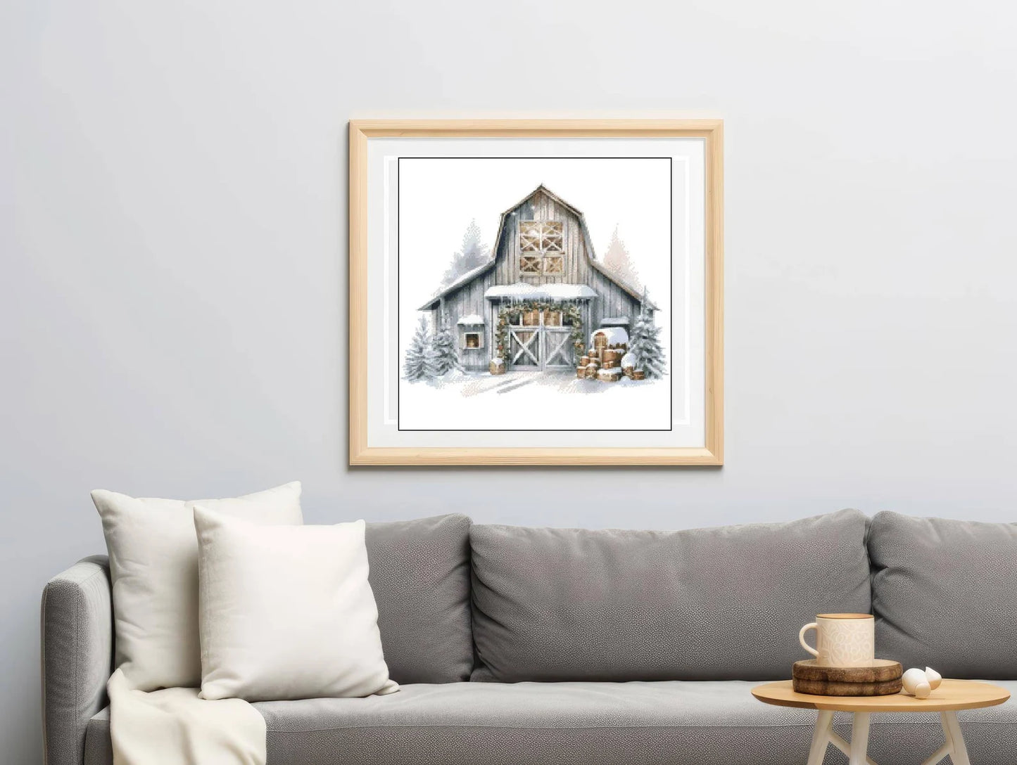 Watercolor Cross Stitch Pattern,Christmas Festivities at the Farm Barn,Pattern Keeper,xstitch,PDF,Instant Download