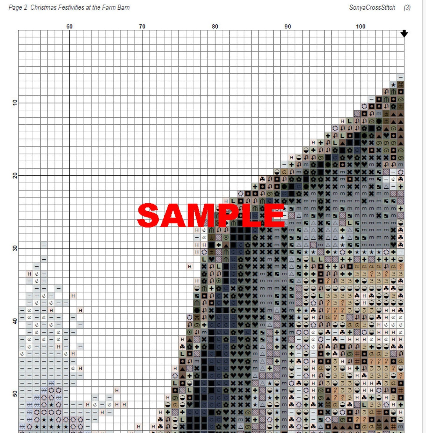 Watercolor Cross Stitch Pattern,Christmas Festivities at the Farm Barn,Pattern Keeper,xstitch,PDF,Instant Download
