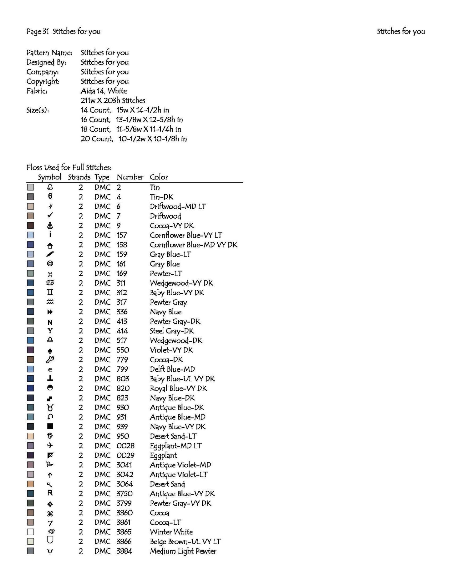 Blue dress girl - Counted Cross Stitch Patterns - Printable Chart PDF Format Needlework Embroidery Crafts DIY DMC color