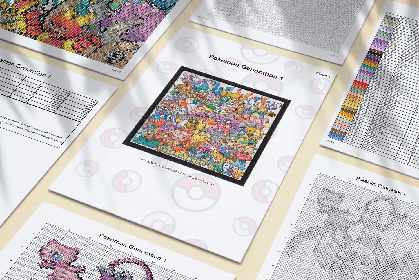 Pokemon Generation 1 Pattern Keeper Cross Stitch. PDF Files.
