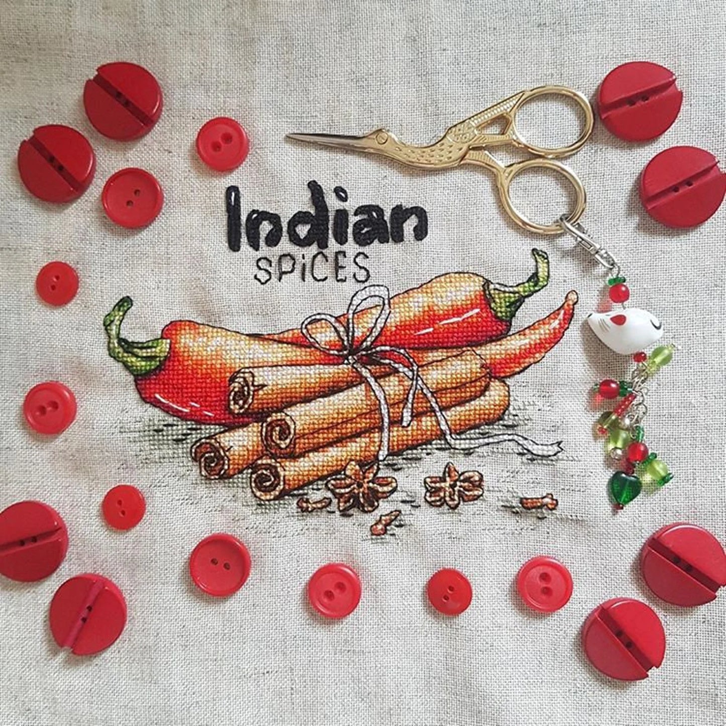 Cross-stitch scheme Spices of India Embroidery pattern PDF