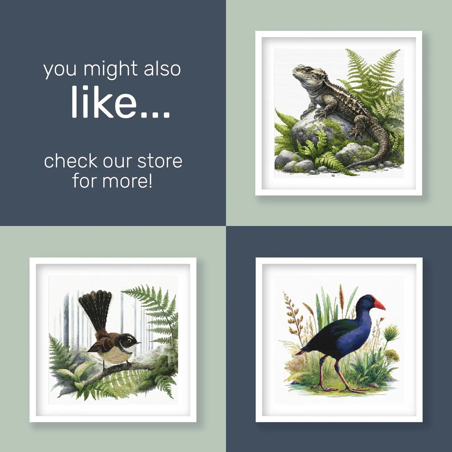 New Zealand Kea Cross Stitch Pattern. Native New Zealand Bird Cross-Stitch Pattern in watercolor tones. Digital PDF Download