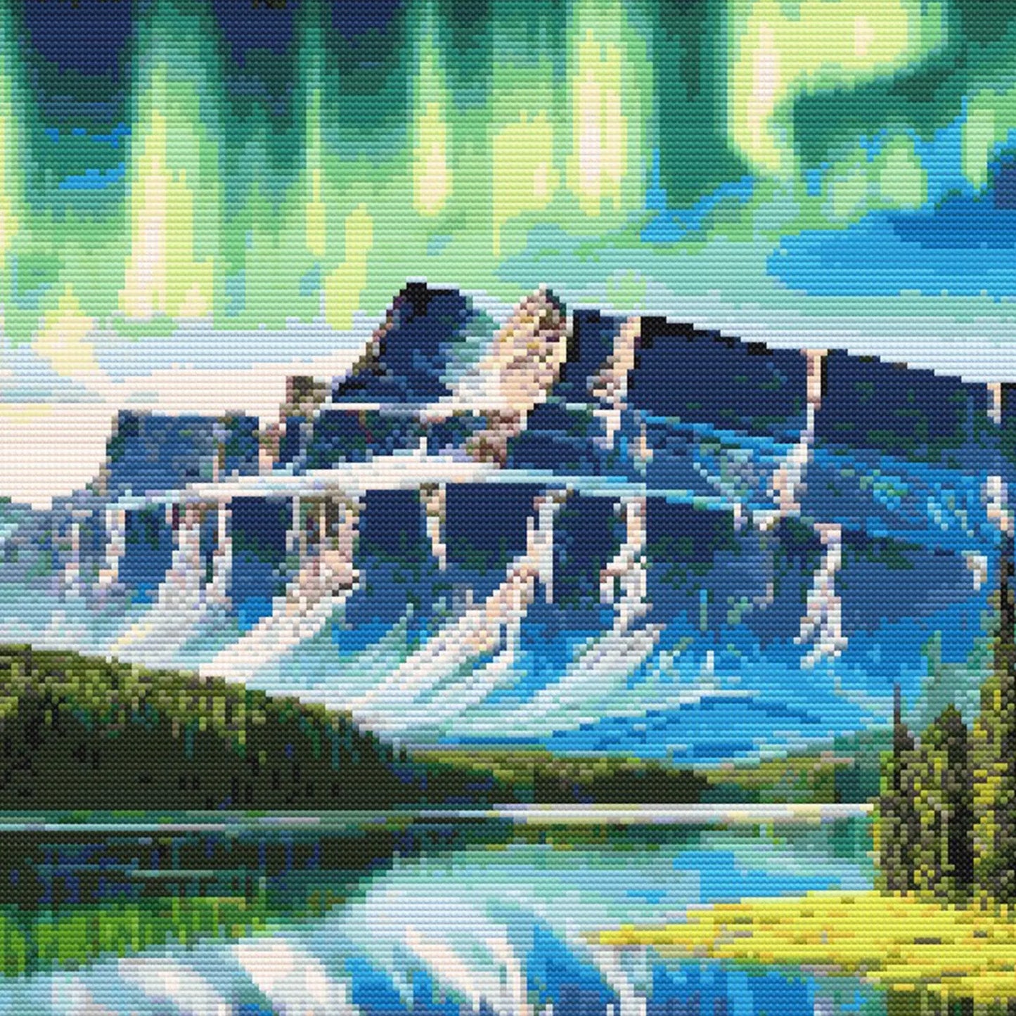 Majestic Moose Under Northern Lights Cross Stitch Pattern. Wildlife Aurora Borealis Northern Lights Embroidery Design. Digital PDF Download.