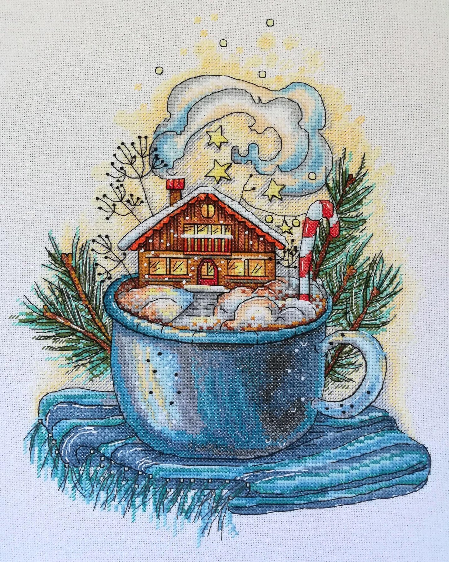 Cross Stitch Pattern Winter in the cup DMC Embroidery Chart Printable PDF Instant Download