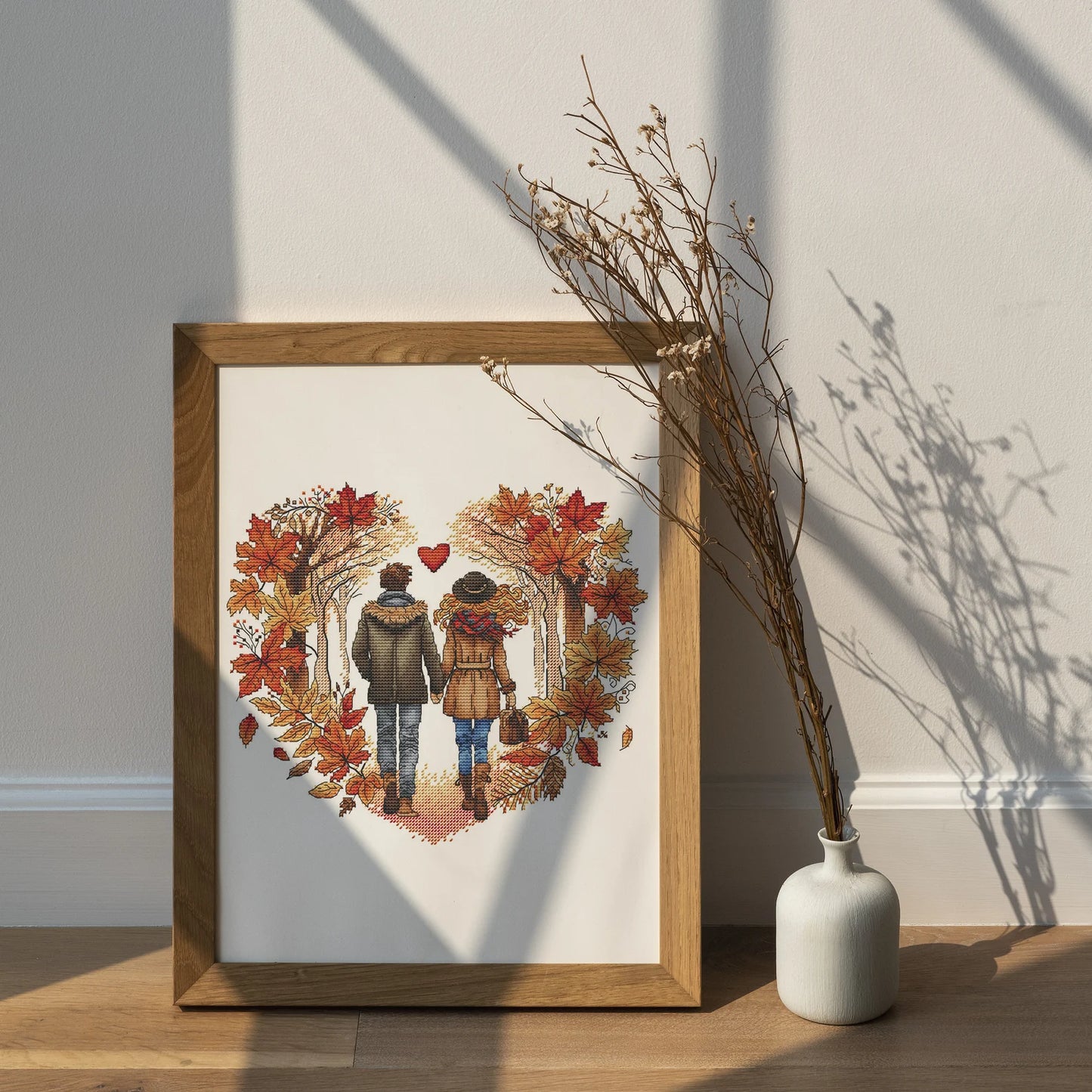 Autumn Cross Stitch Pattern PDF, Autumn Leaves Embroidery, Funny Gift, Embroidery Design Digital File, Autumn love Hand Embroidery