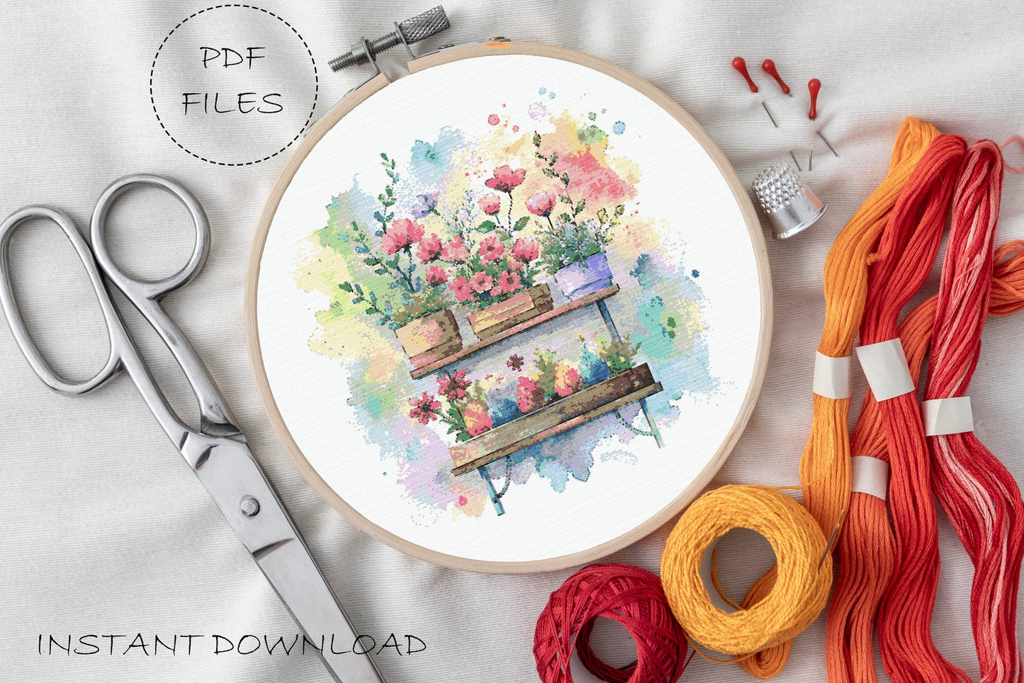 Floral Cross Stitch Pattern | Botanical Cross Stitch | Plants Cross Stitch Pattern | Flower Cross Stitch | Floral Embroidery