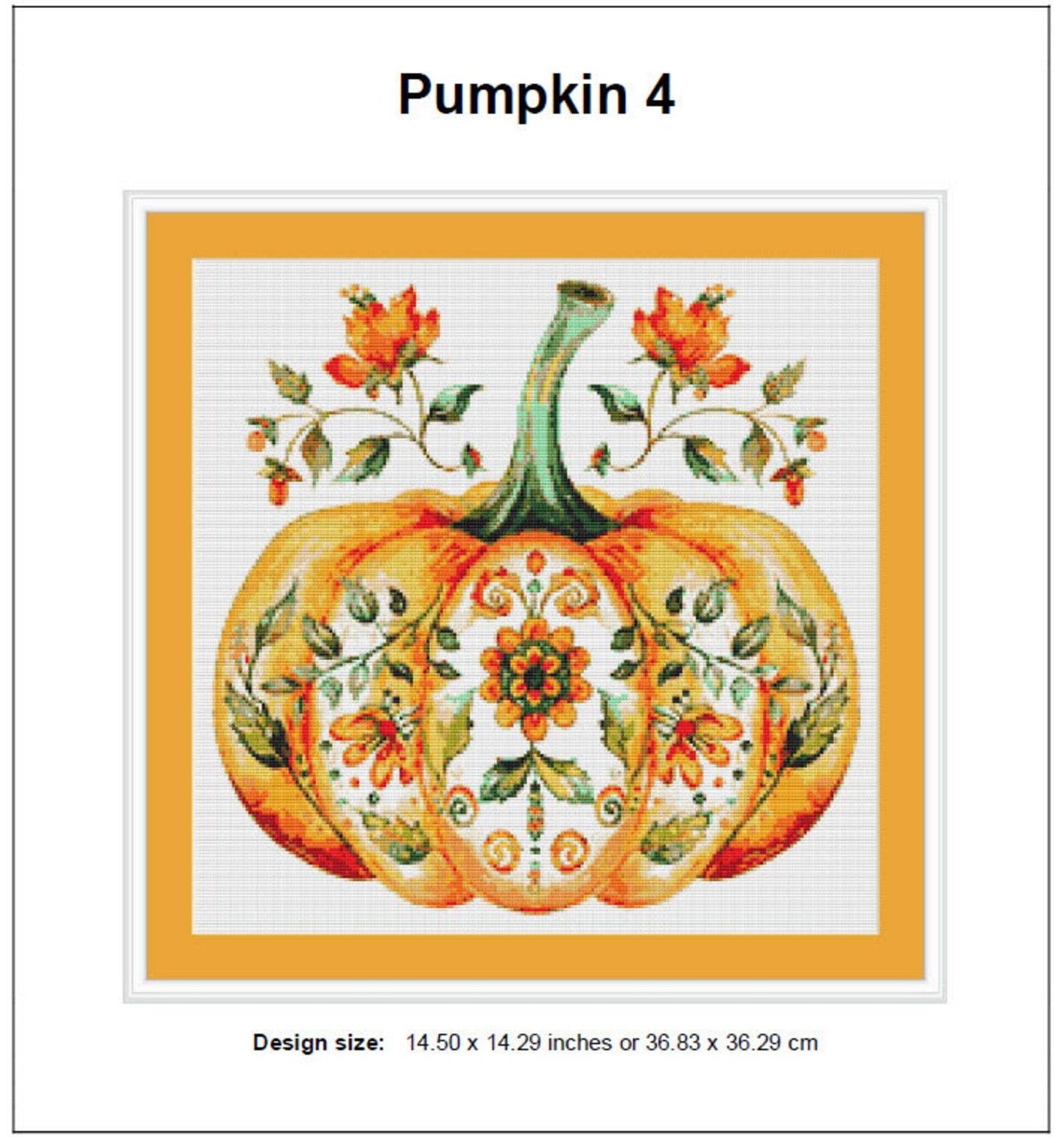 Pumpkin Cross Stitch Pattern 4 Instant PDF Download - Autumn Watercolor Cross Stitch Pattern - Halloween Cross Stitch Pattern
