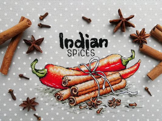 Cross-stitch scheme Spices of India Embroidery pattern PDF