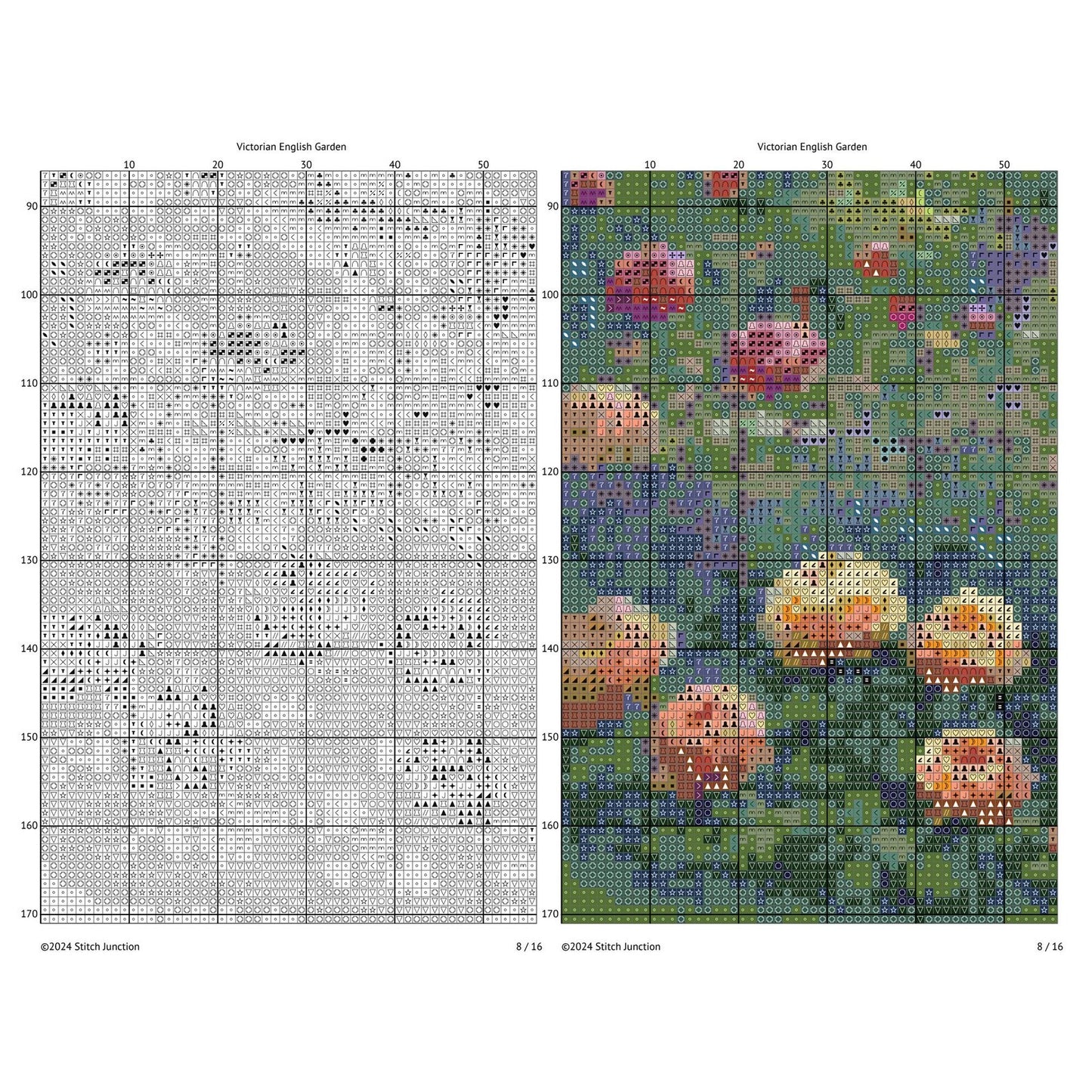 English Garden Cross Stitch Pattern | Beautiful Victorian Garden Needlework Design. Digital PDF Download