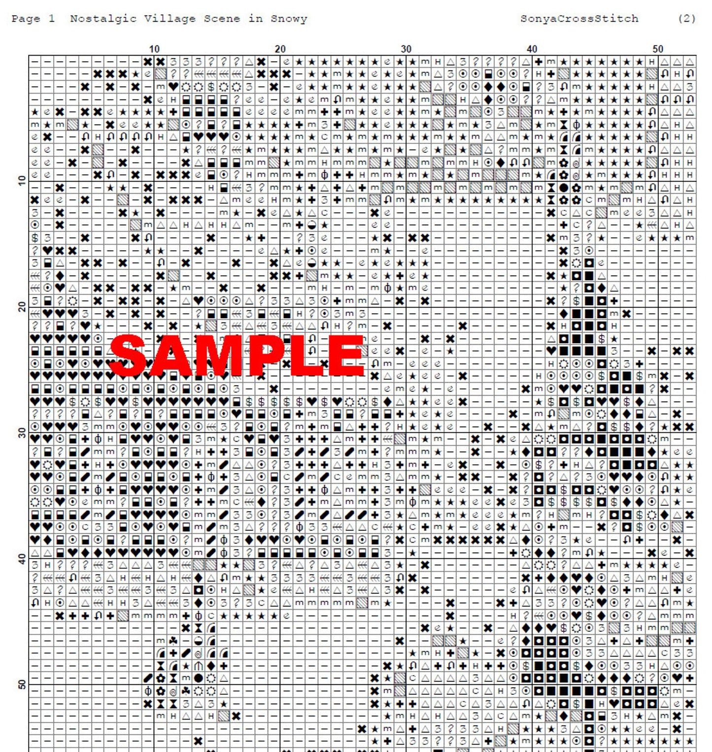 Watercolor Cross Stitch Pattern,Nostalgic Village Scene in Snowy,City,Landscape,Winter,Victorian Style,Pattern Keeper,Pdf,Instant Download