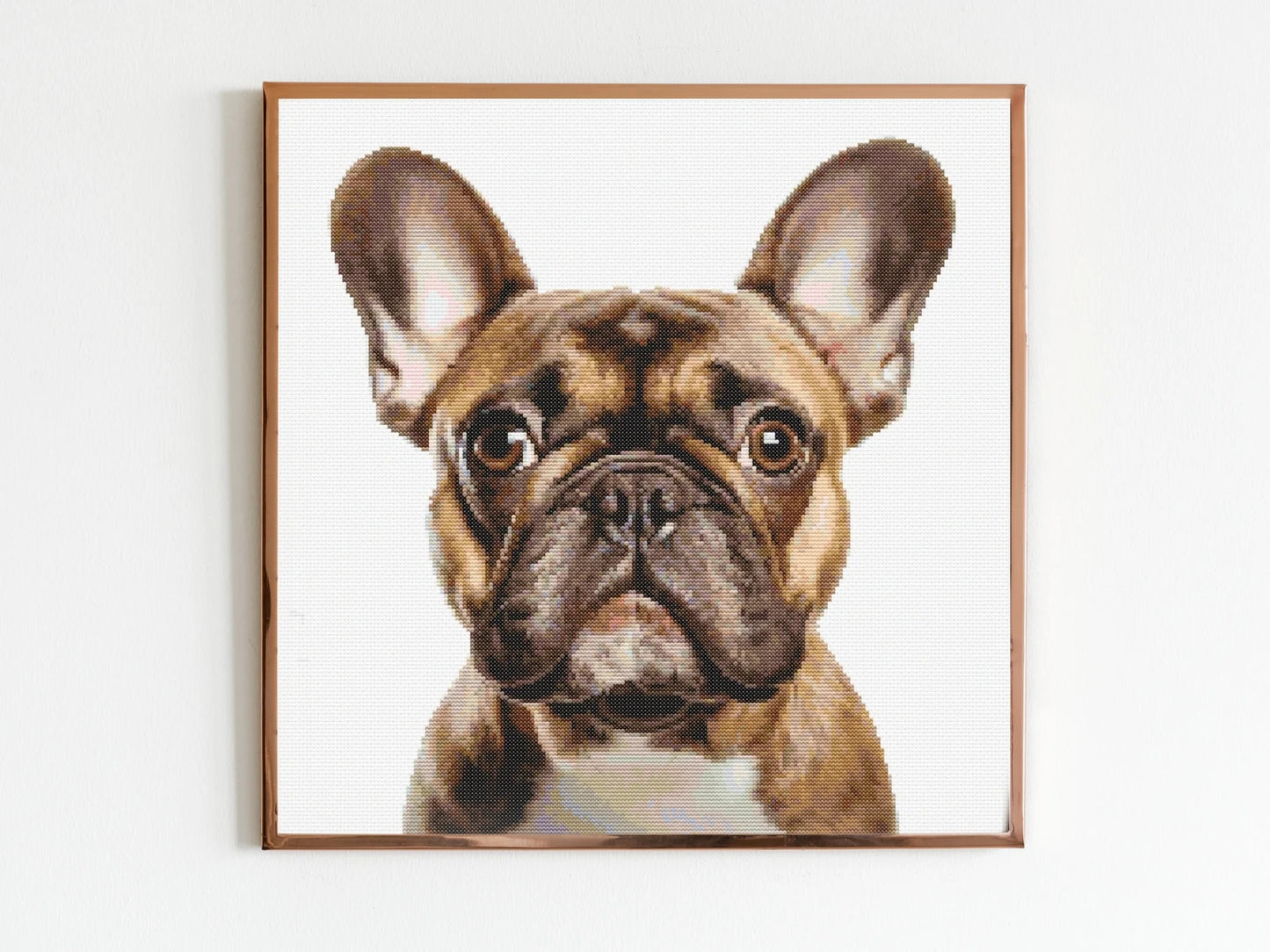 Brown Frenchie Cross Stitch Pattern Sewing Embroidery DMC Wildlife Africa Animal Nursery Artwork Scandi Doggo Dog Pet French Bulldog