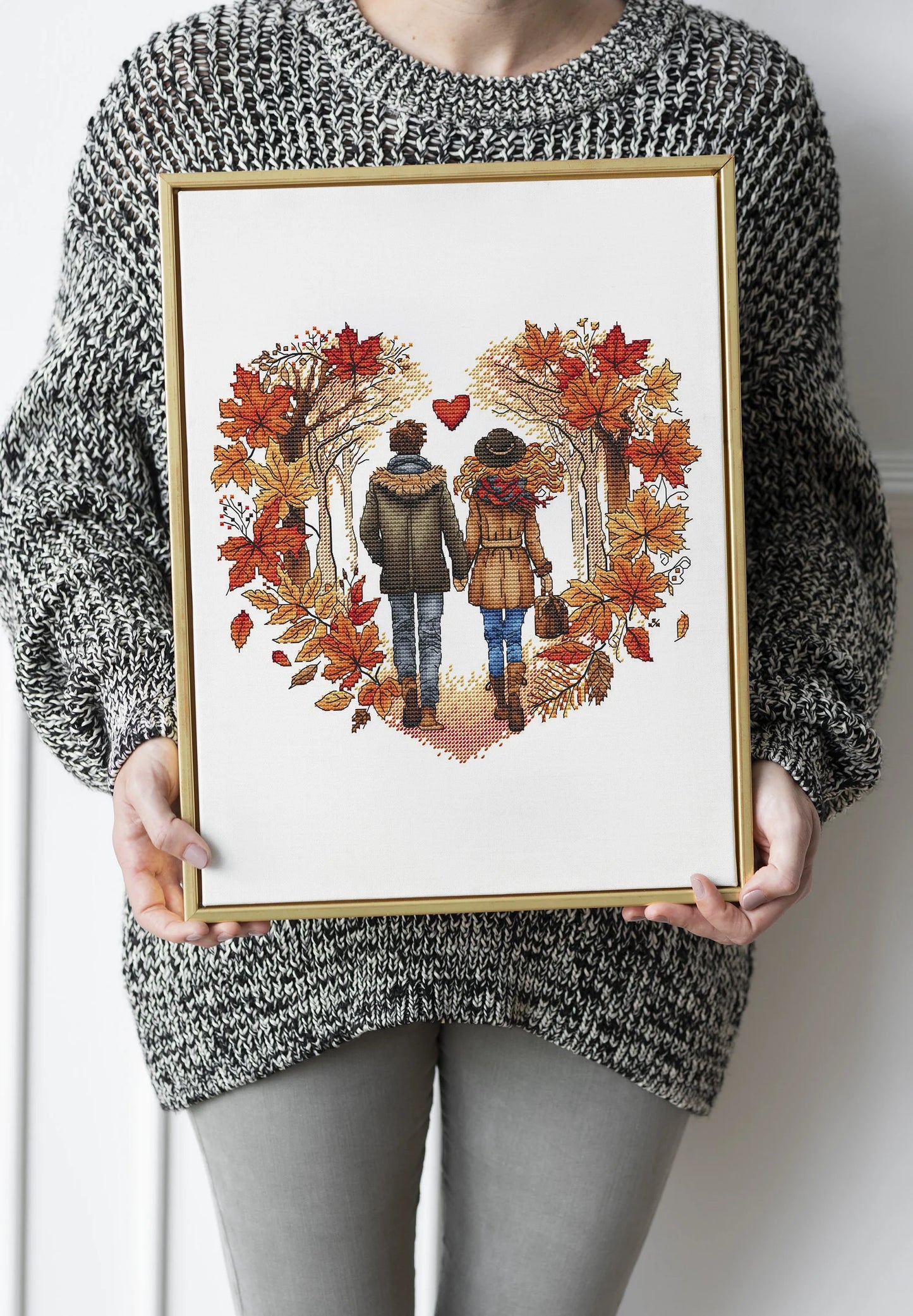 Autumn Cross Stitch Pattern PDF, Autumn Leaves Embroidery, Funny Gift, Embroidery Design Digital File, Autumn love Hand Embroidery