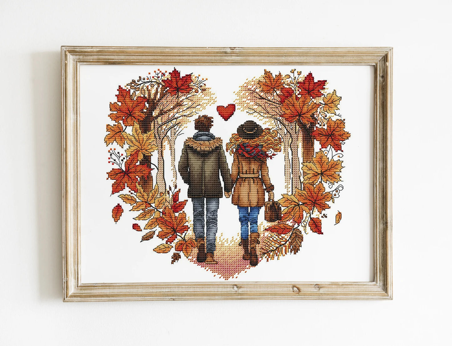 Autumn Cross Stitch Pattern PDF, Autumn Leaves Embroidery, Funny Gift, Embroidery Design Digital File, Autumn love Hand Embroidery