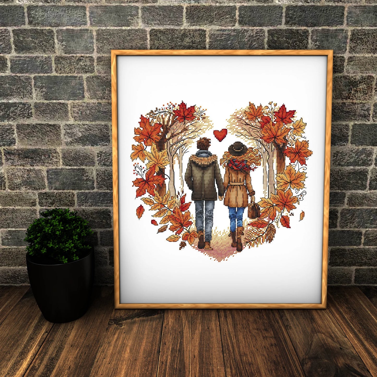 Autumn Cross Stitch Pattern PDF, Autumn Leaves Embroidery, Funny Gift, Embroidery Design Digital File, Autumn love Hand Embroidery