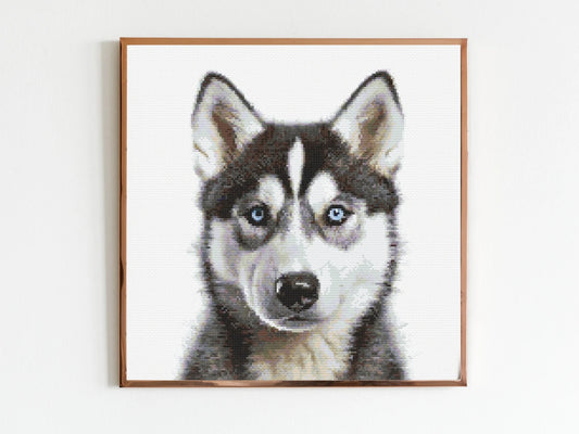 Husky Puppy Dog Cross Stitch Pattern Sewing Embroidery DMC Wildlife Africa Animal Nursery Artwork Scandi Doggo Minimal Dog Pet Gift