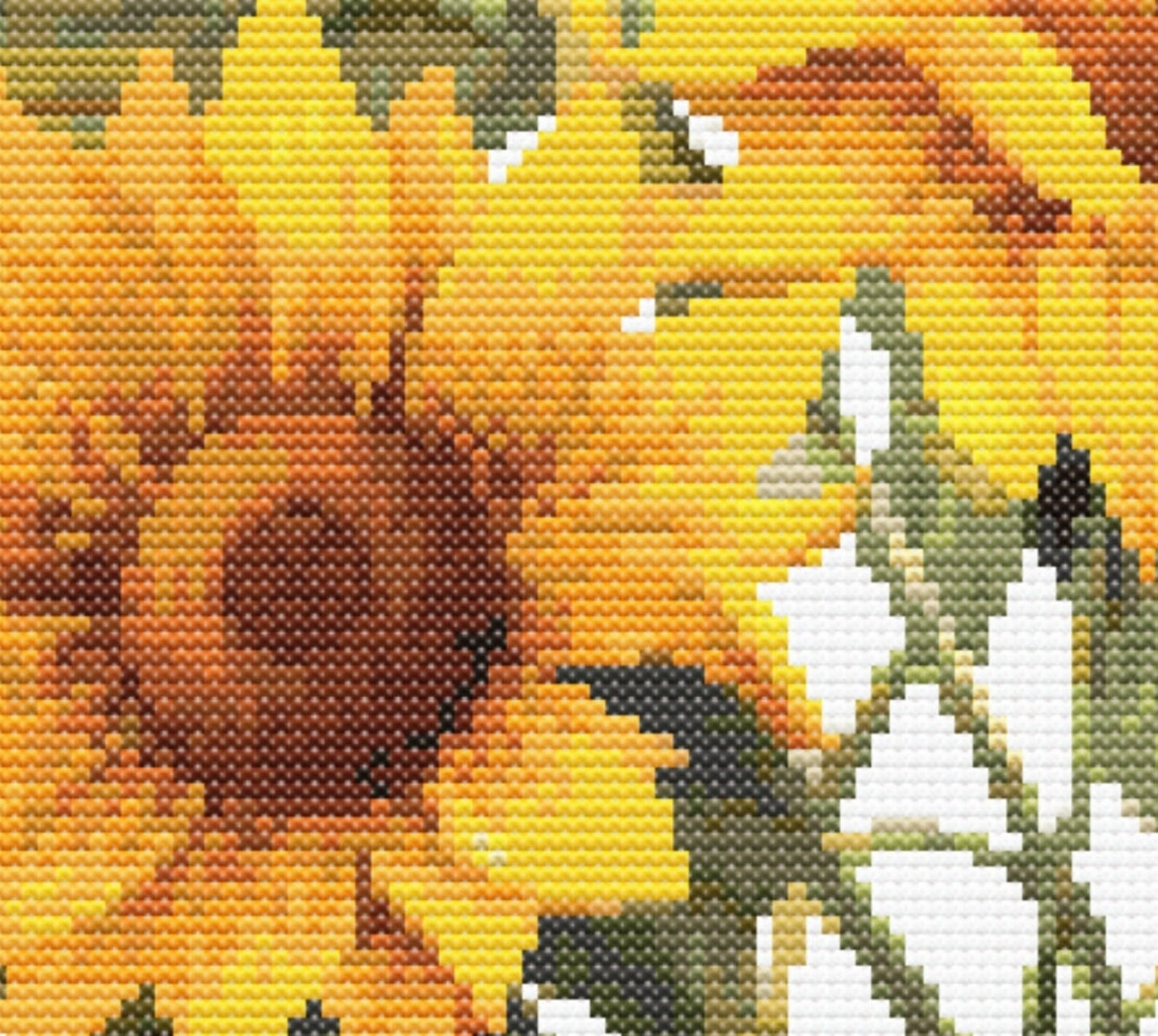 Sunflower Wildflowers Botanical Cross Stitch Sewing Modern Embroidery Pattern Instant DMC Download Bunch of Flowers Beginner