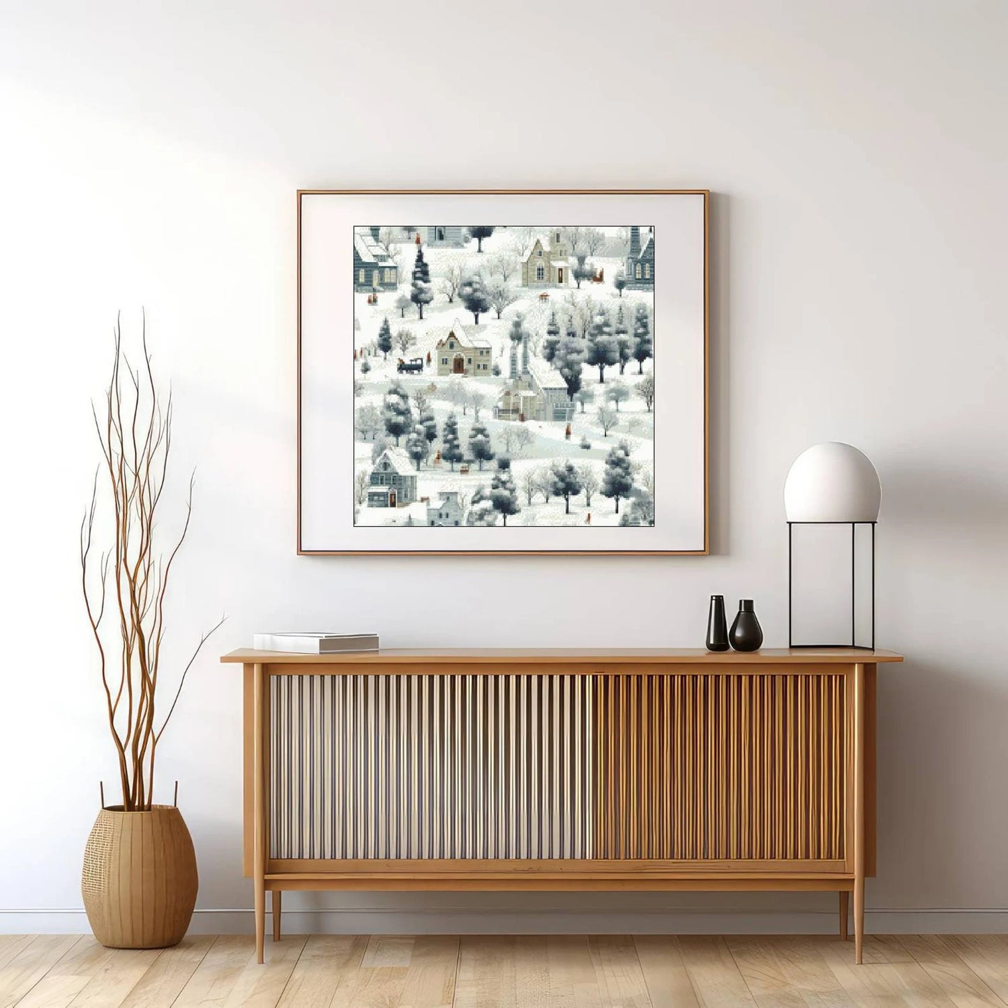 Watercolor Cross Stitch Pattern,Nostalgic Village Scene in Snowy,City,Landscape,Winter,Victorian Style,Pattern Keeper,Pdf,Instant Download