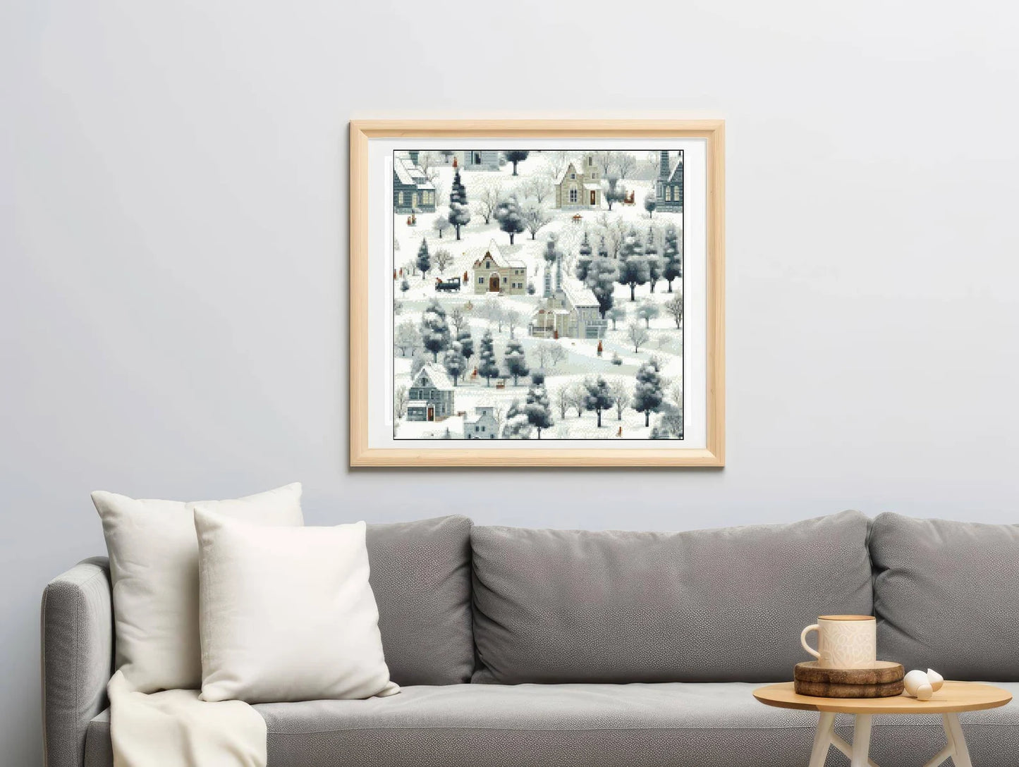 Watercolor Cross Stitch Pattern,Nostalgic Village Scene in Snowy,City,Landscape,Winter,Victorian Style,Pattern Keeper,Pdf,Instant Download