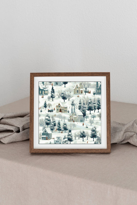 Watercolor Cross Stitch Pattern,Nostalgic Village Scene in Snowy,City,Landscape,Winter,Victorian Style,Pattern Keeper,Pdf,Instant Download