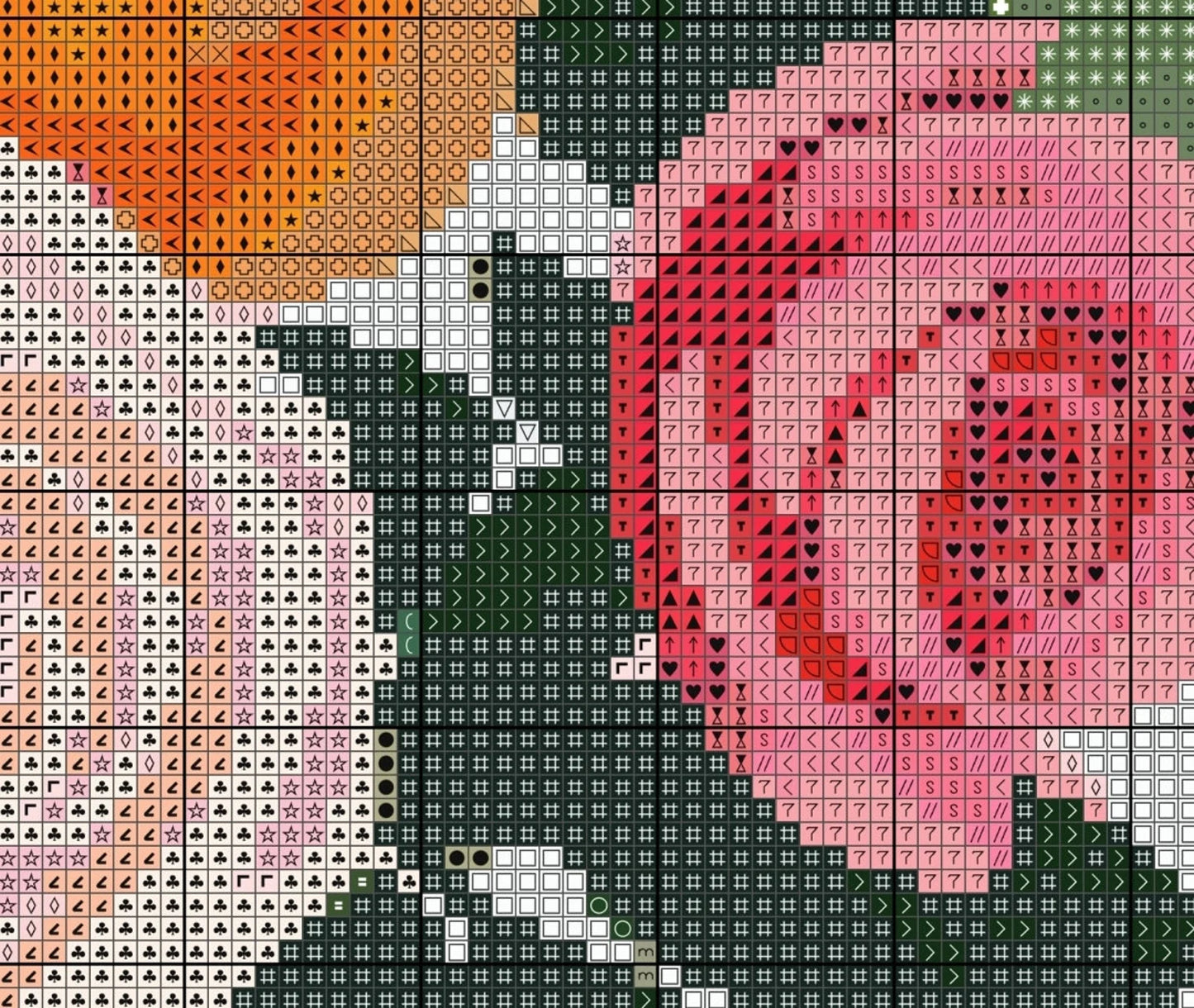 Bouquet of Flowers Cross Stitch Sewing Modern Embroidery Pattern DMC Bunch of Flowers Floral Wedding Artwork Gift Roses Wedding Anniversary