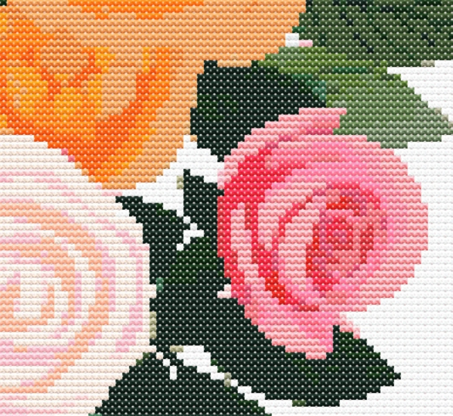 Bouquet of Flowers Cross Stitch Sewing Modern Embroidery Pattern DMC Bunch of Flowers Floral Wedding Artwork Gift Roses Wedding Anniversary