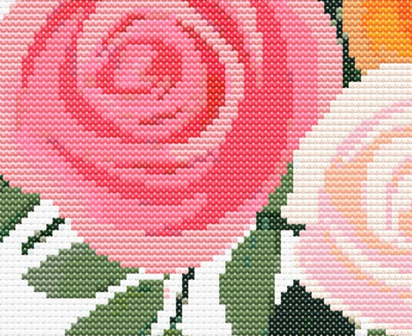 Bouquet of Flowers Cross Stitch Sewing Modern Embroidery Pattern DMC Bunch of Flowers Floral Wedding Artwork Gift Roses Wedding Anniversary