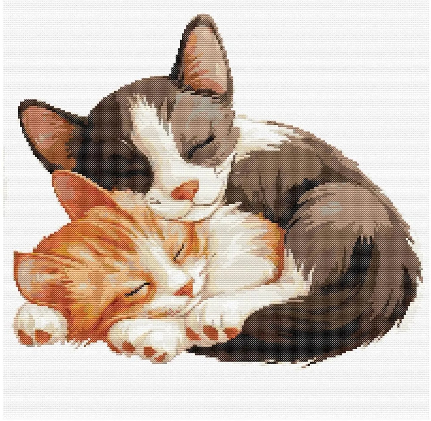 Cats Cuddling Cross Stitch Sewing Modern Embroidery Pattern Instant DMC Download Funny Snarky Cute Van Gogh Kitten Ying Yang Ginger Black