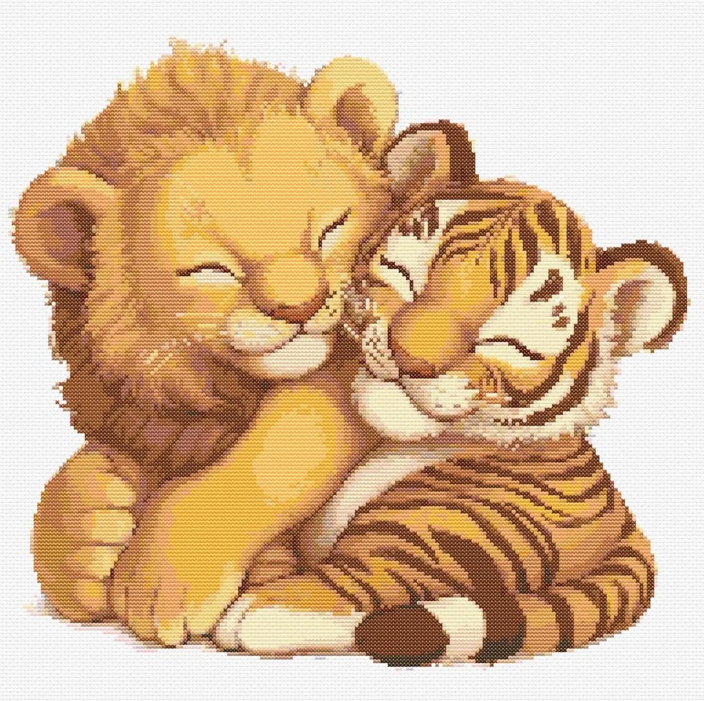 Tiger and Lion Cub Cute Cross Stitch Sewing Modern Embroidery Pattern Instant DMC Download Funny Snarky Cute Kitten Ying Yang Dog Puppy