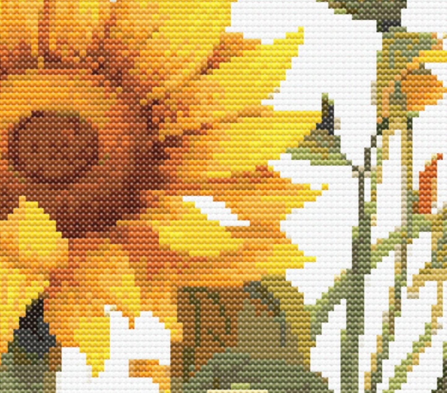 Sunflower Wildflowers Botanical Cross Stitch Sewing Modern Embroidery Pattern Instant DMC Download Bunch of Flowers Beginner