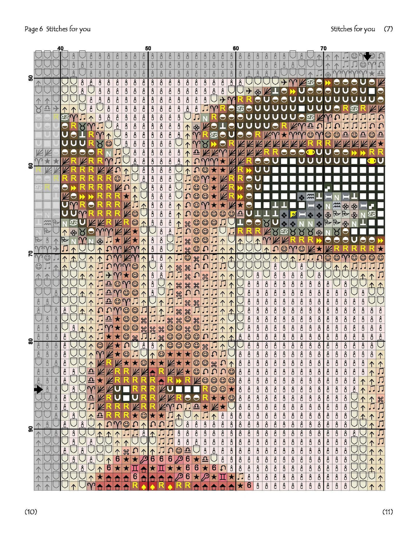 Girl with roses- Counted Cross Stitch Patterns - Printable Chart PDF Format Needlework Embroidery Crafts DIY DMC color