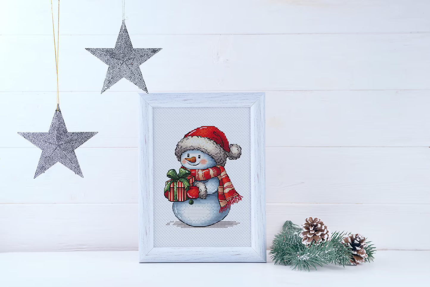 Christmas Snowman Cross Stitch Pattern PDF, Hilarious Winter Hand Embroidery Digital File