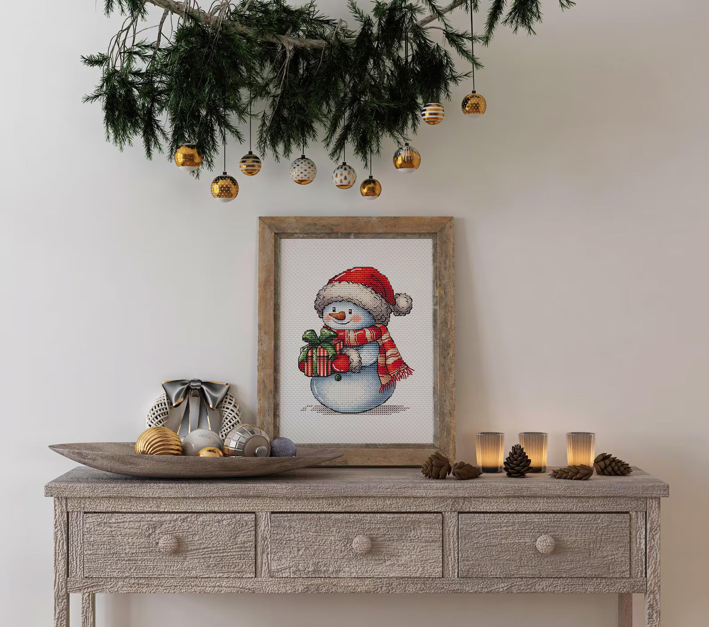 Christmas Snowman Cross Stitch Pattern PDF, Hilarious Winter Hand Embroidery Digital File