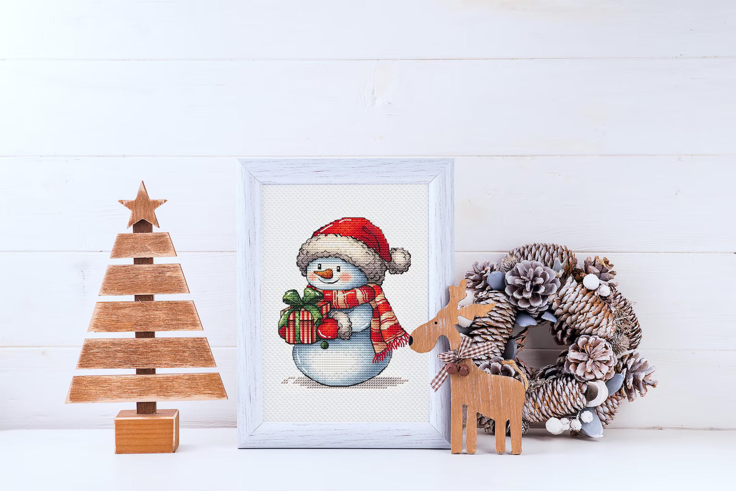 Christmas Snowman Cross Stitch Pattern PDF, Hilarious Winter Hand Embroidery Digital File