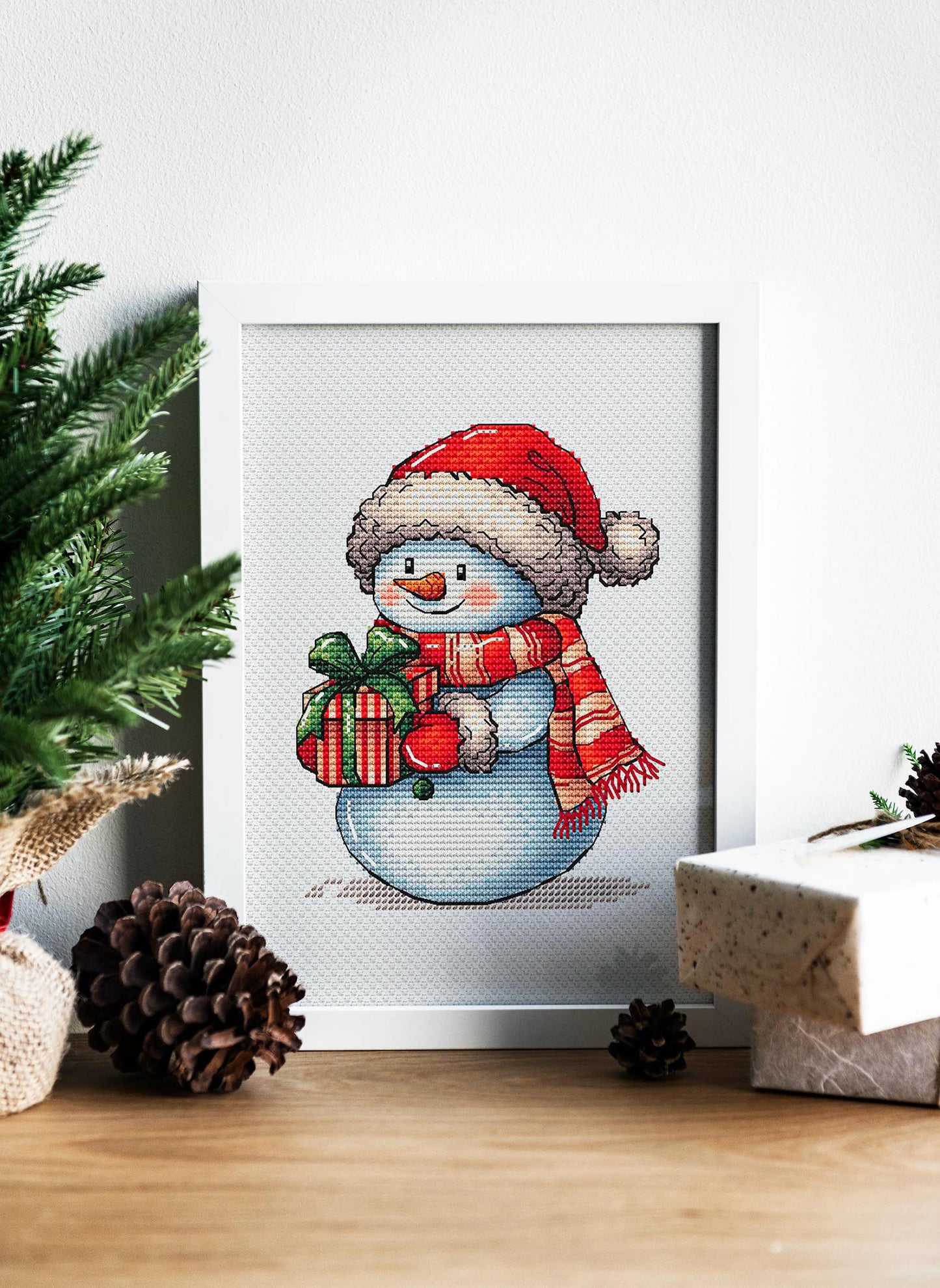 Christmas Snowman Cross Stitch Pattern PDF, Hilarious Winter Hand Embroidery Digital File